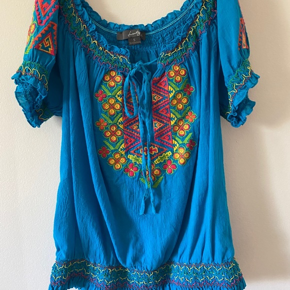 Blue Embroidered Blouse - Picture 1 of 2